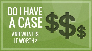 3 dollar signs along with the header title that says "Do I Have A Case and What is it Worth?" with a green colored background and that is discussed by Albuquerque personal injury lawyer.