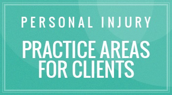 A header title that says "Personal Injury Practice Areas For Clients" having a rectangular teal color and that is used by Albuquerque personal injury lawyer.